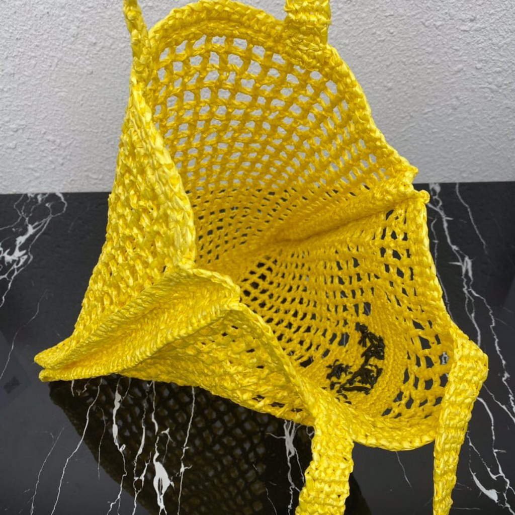 Replica Prada 1BG393 Raffia tote bag Yellow