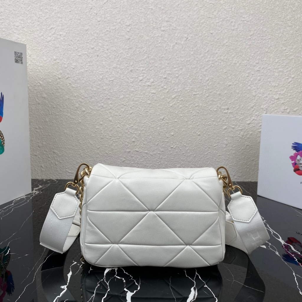 Prada 1BD292 Prada System nappa leather patchwork Bag White