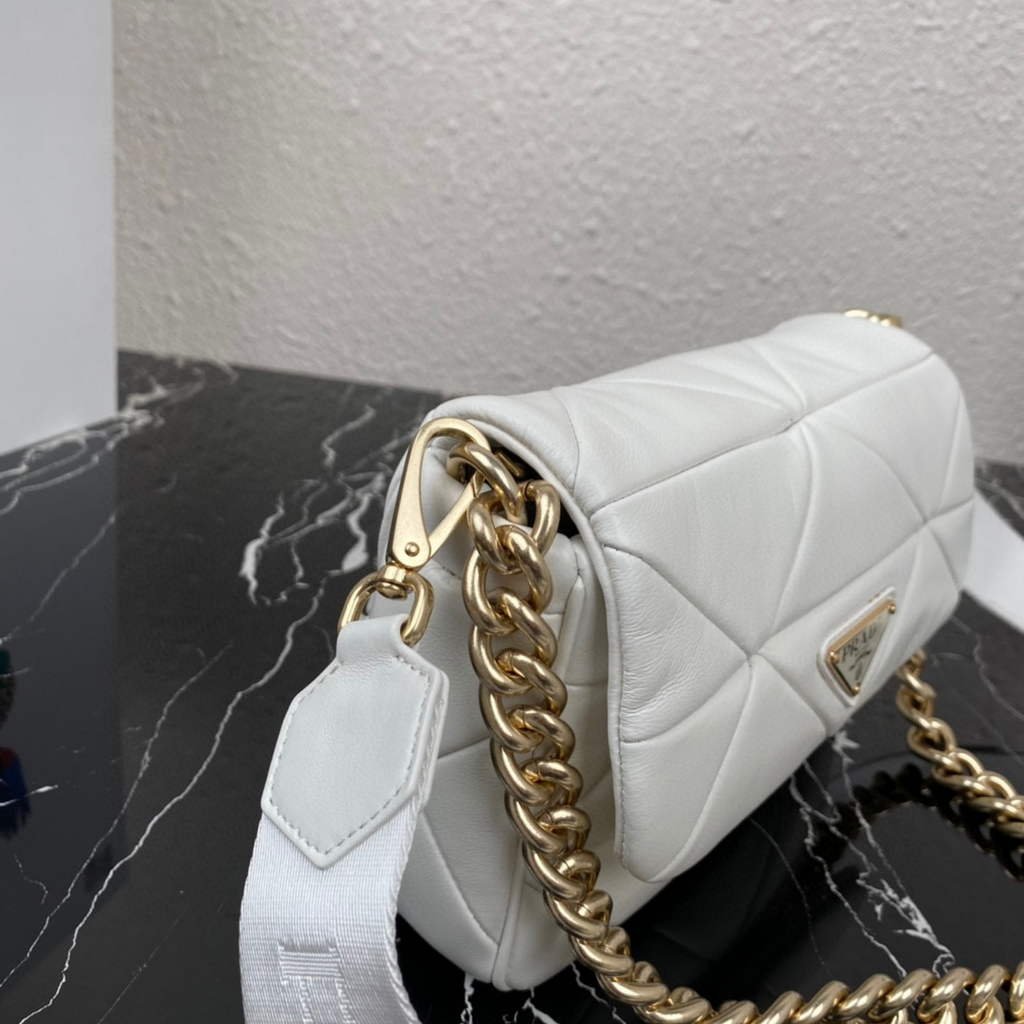 Prada 1BD292 Prada System nappa leather patchwork Bag White