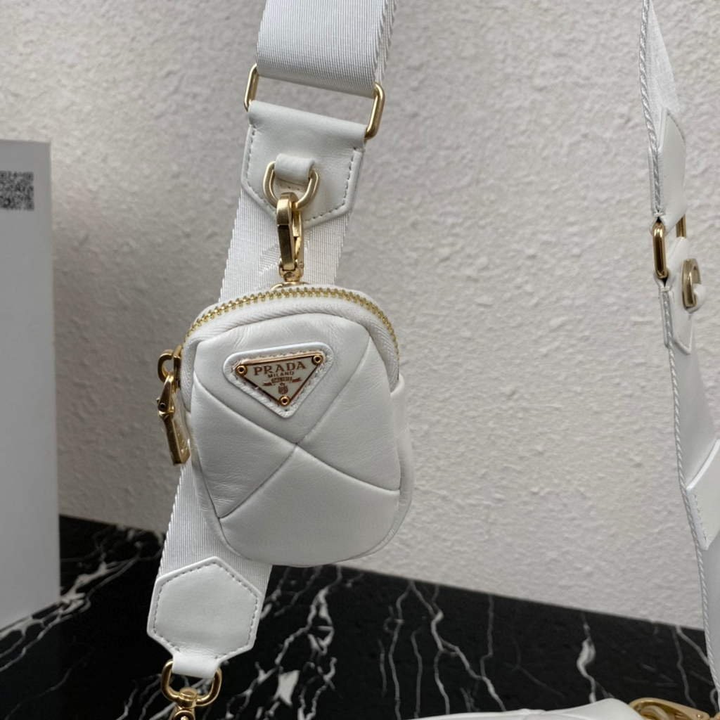 Prada 1BD292 Prada System nappa leather patchwork Bag White