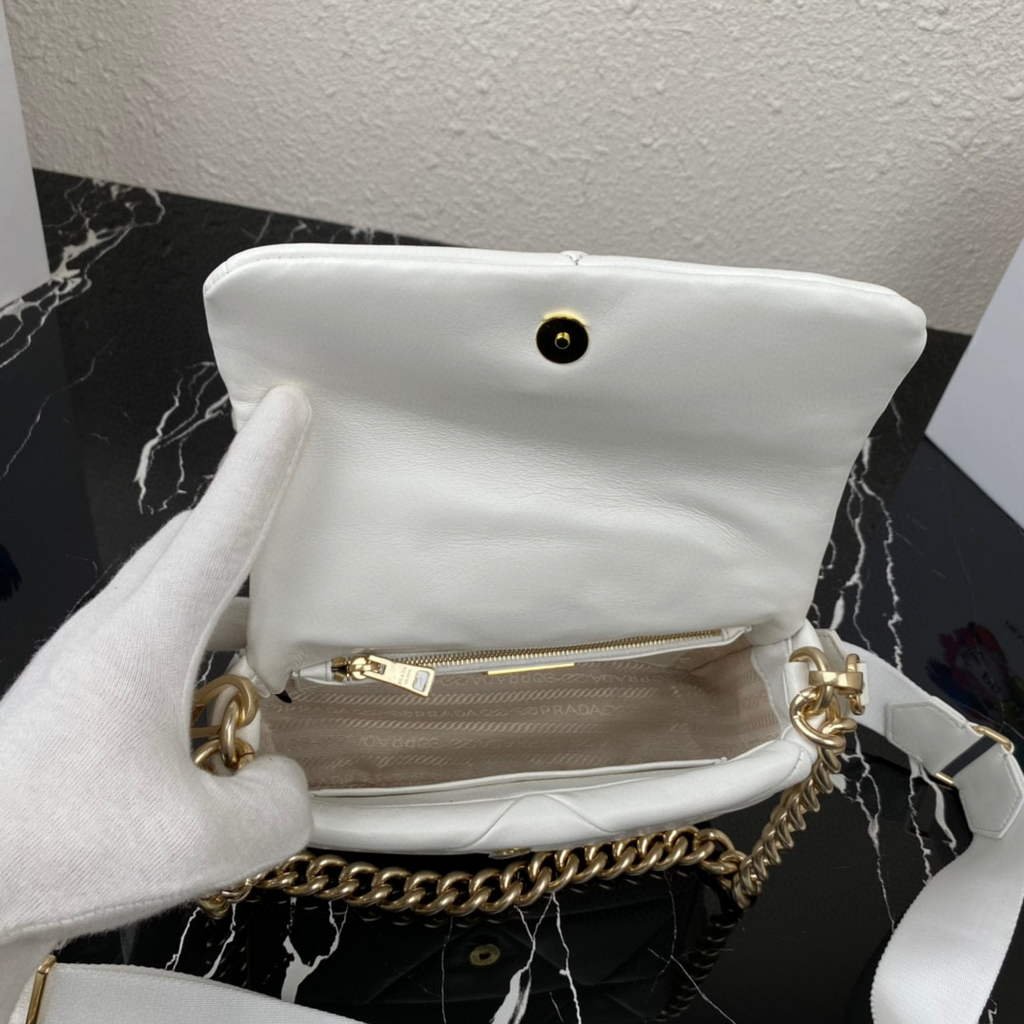 Prada 1BD292 Prada System nappa leather patchwork Bag White