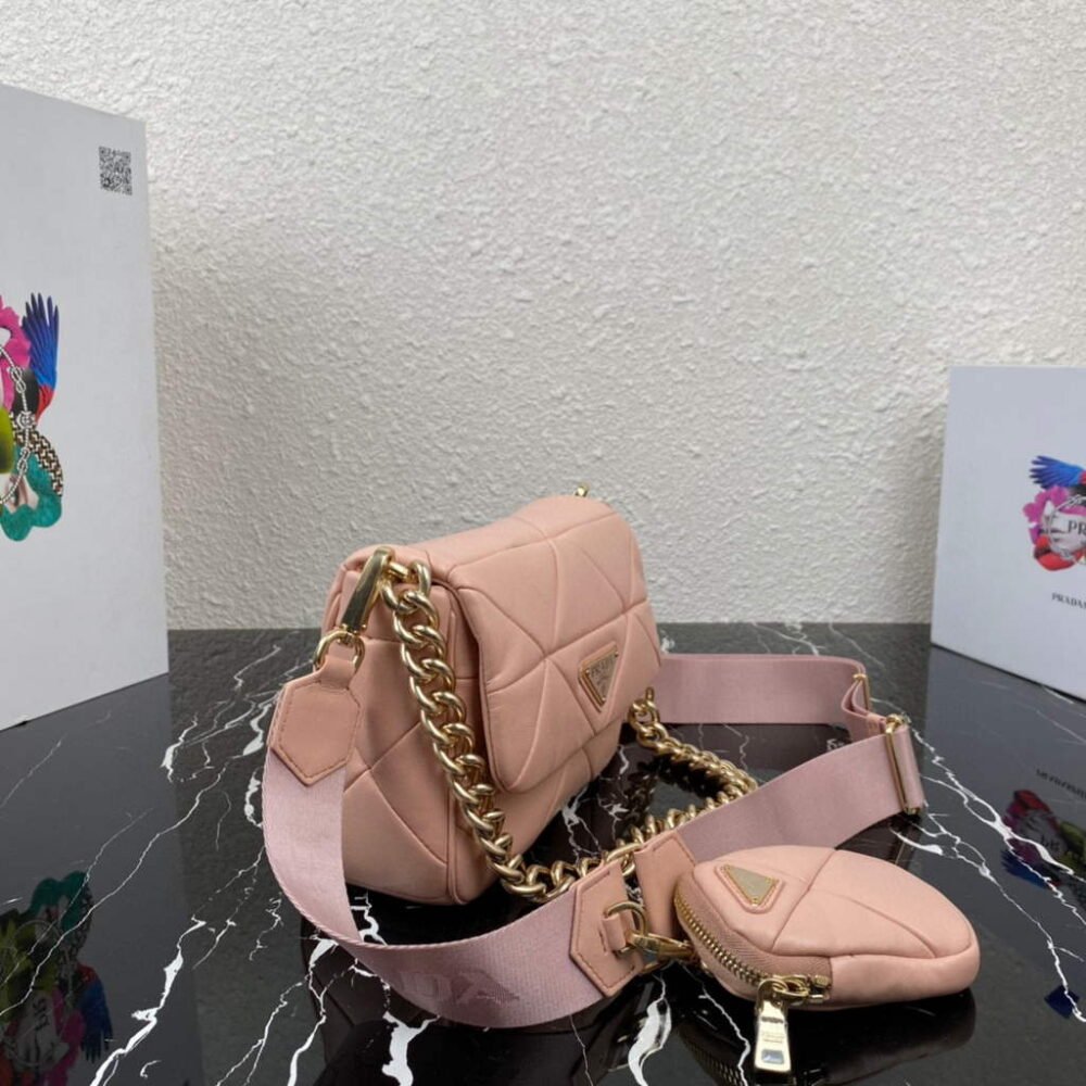 Prada 1BD292 Prada System nappa leather patchwork Bag Light Pink
