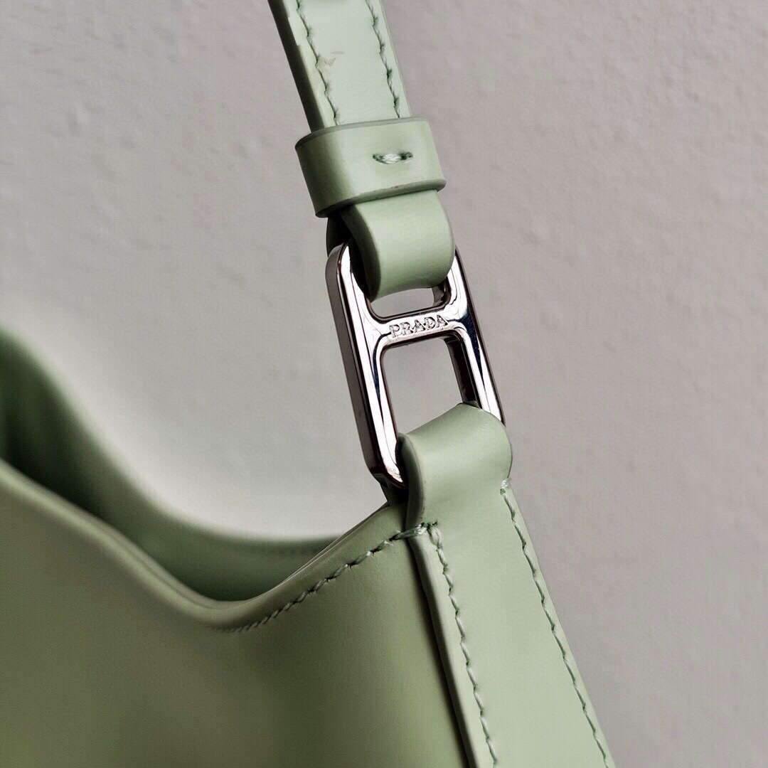 Prada 1BC499 Prada Cleo Brushed Leather Shoulder Bag in Green