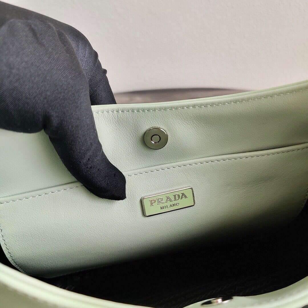 Prada 1BC499 Prada Cleo Brushed Leather Shoulder Bag in Green