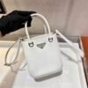 Replica Prada 1BA331 Small Brushed Leather Tote White