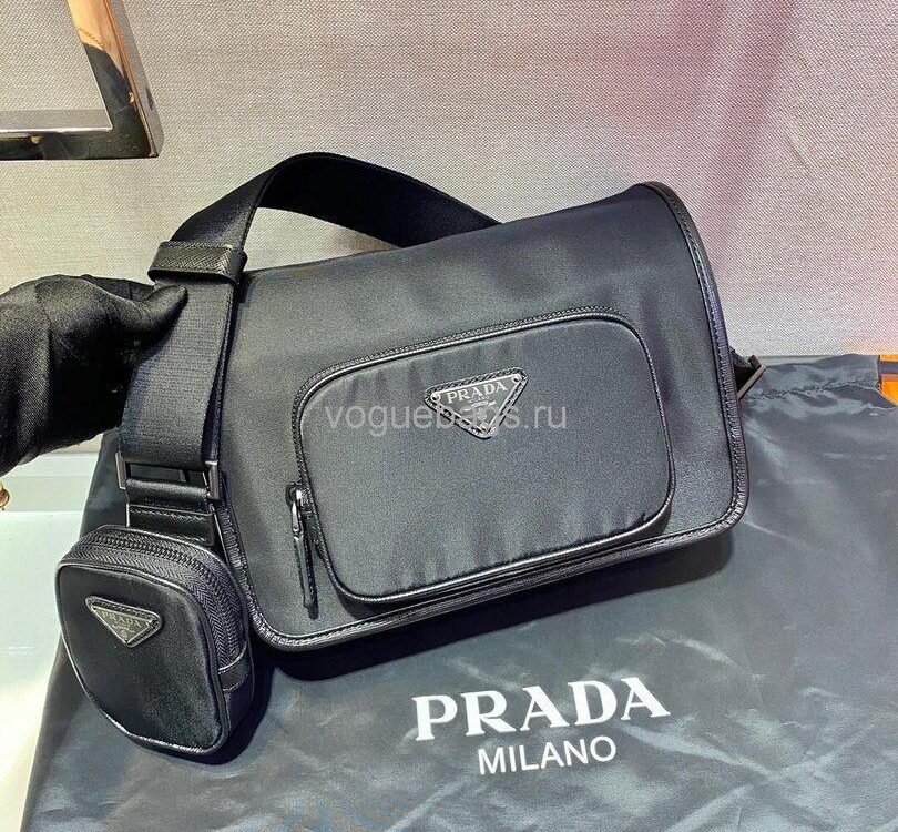 Prada 2VD041 Re Nylon And Saffiano Leather Shoulder Bag in Black