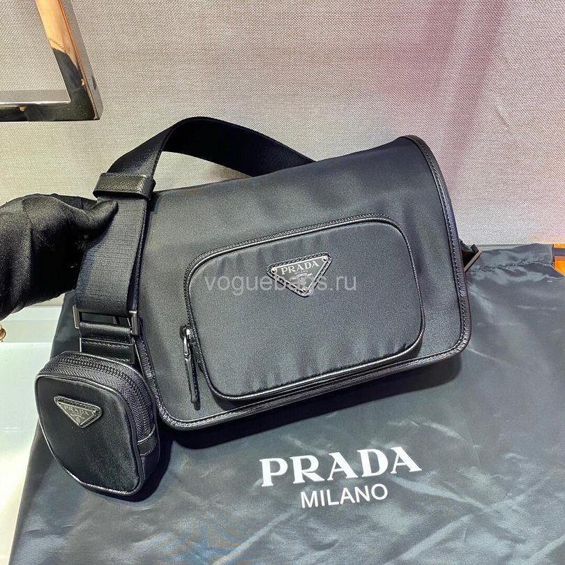 Prada 2VD041 Re Nylon And Saffiano Leather Shoulder Bag in Black