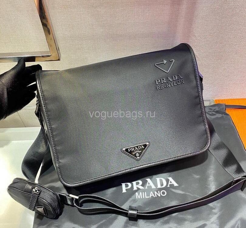 Prada 2VD039 Re Nylon And Saffiano Leather Shoulder Bag in Black