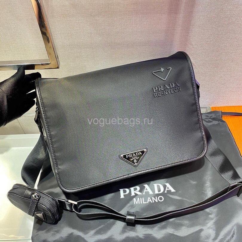 Prada 2VD039 Re Nylon And Saffiano Leather Shoulder Bag in Black