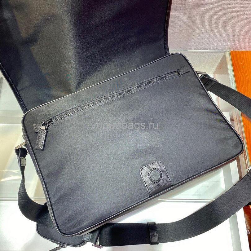 Prada 2VD039 Re Nylon And Saffiano Leather Shoulder Bag in Black