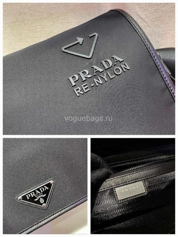Prada 2VD039 Re Nylon And Saffiano Leather Shoulder Bag in Black