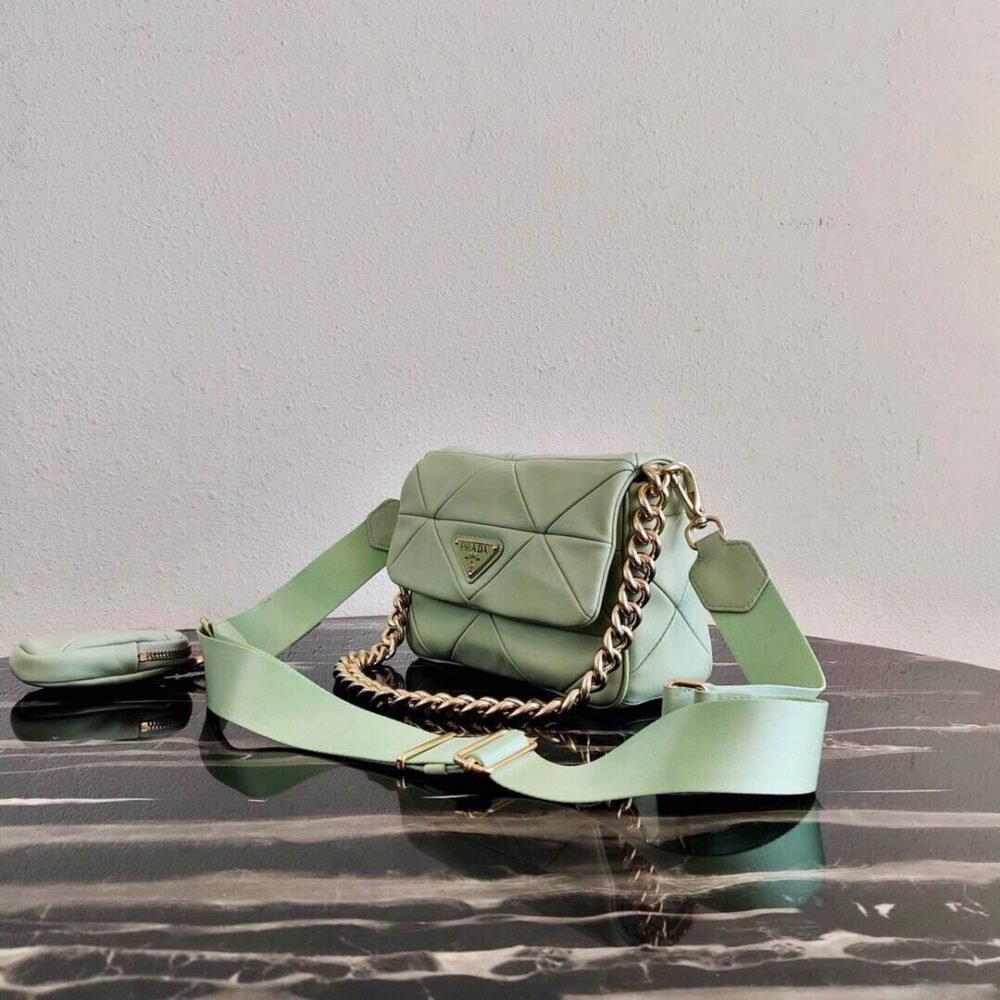 Prada 1BD292 Prada System nappa leather patchwork Bag Green