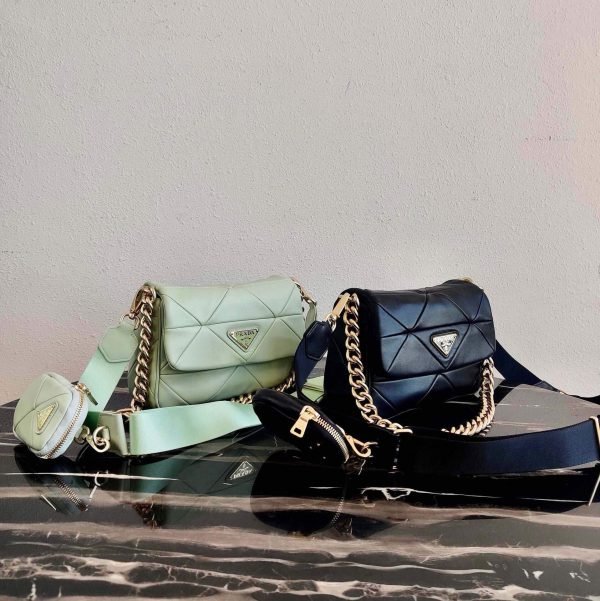 Prada 1BD292 Prada System nappa leather patchwork Bag Green