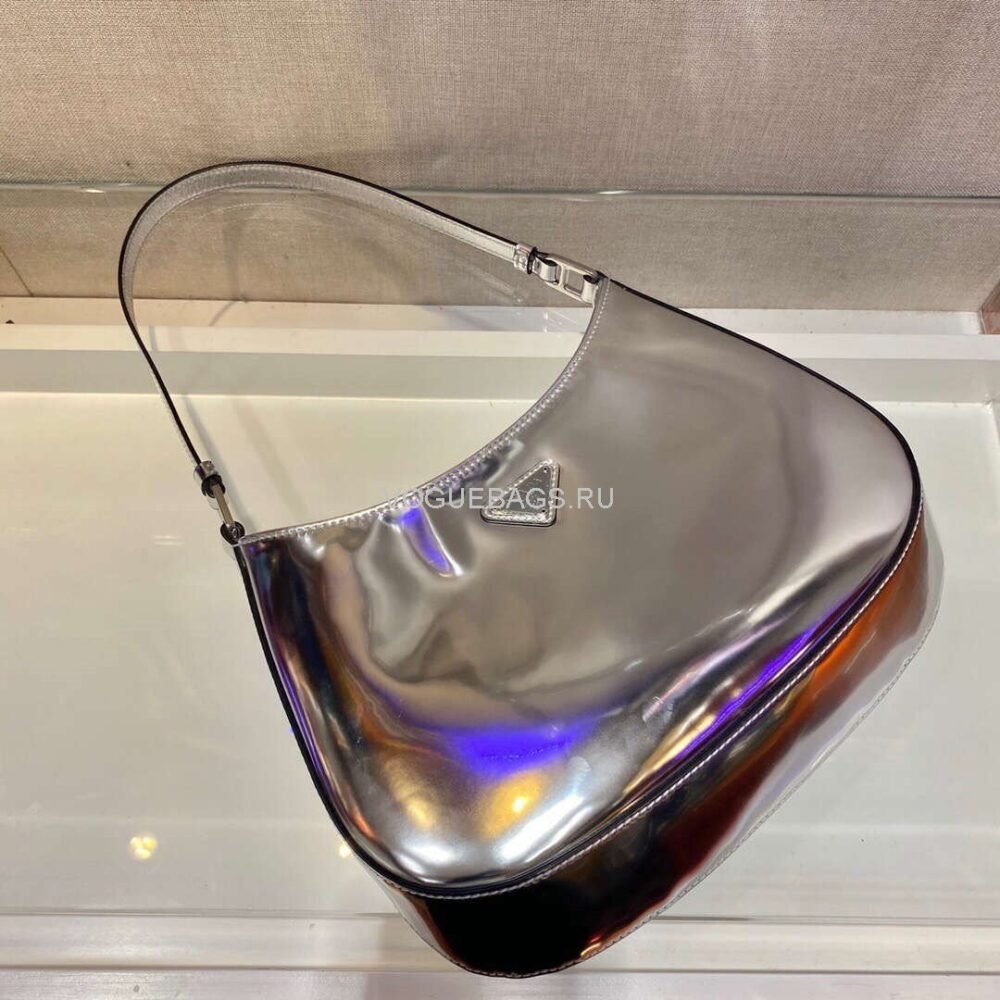 Prada 1BC499 Prada Cleo Brushed Leather Shoulder Bag In Sliver