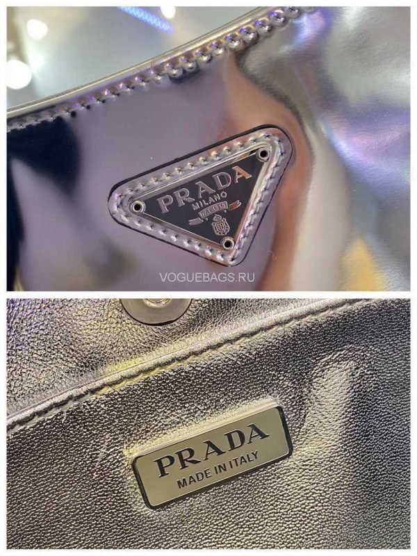 Prada 1BC499 Prada Cleo Brushed Leather Shoulder Bag In Sliver