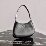 Prada 1BC499 Prada Cleo Brushed Leather Shoulder Bag in Black