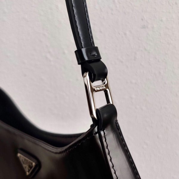 Prada 1BC499 Prada Cleo Brushed Leather Shoulder Bag in Black