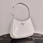 Prada 1BC156 Prada Cleo Brushed Leather Shoulder Bag White