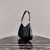 Prada 1BC156 Prada Cleo Brushed Leather Shoulder Bag Black