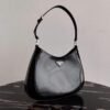 Prada 1BC156 Prada Cleo Brushed Leather Shoulder Bag Black