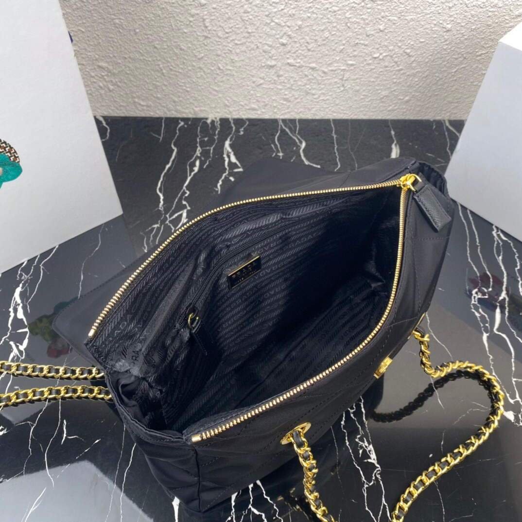Prada Nylon Vintage Chain Stray Bag 1BD630 Black