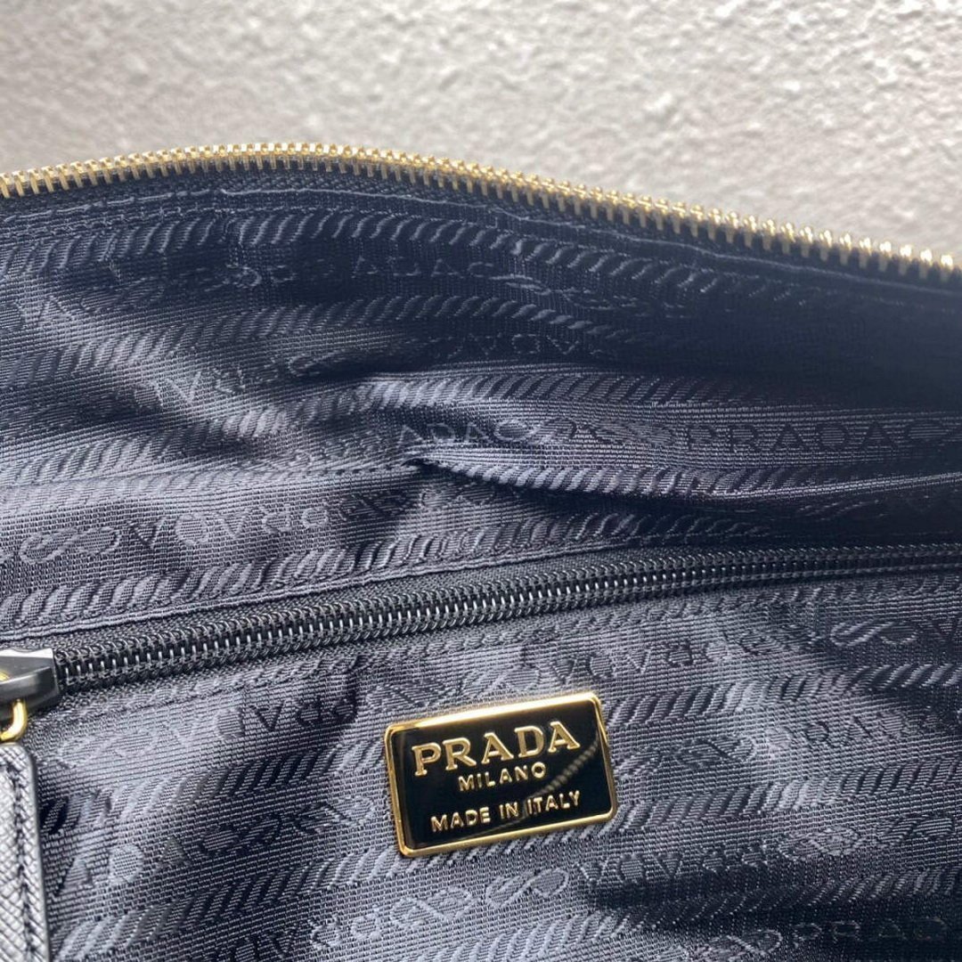 Prada Nylon Vintage Chain Stray Bag 1BD630 Black