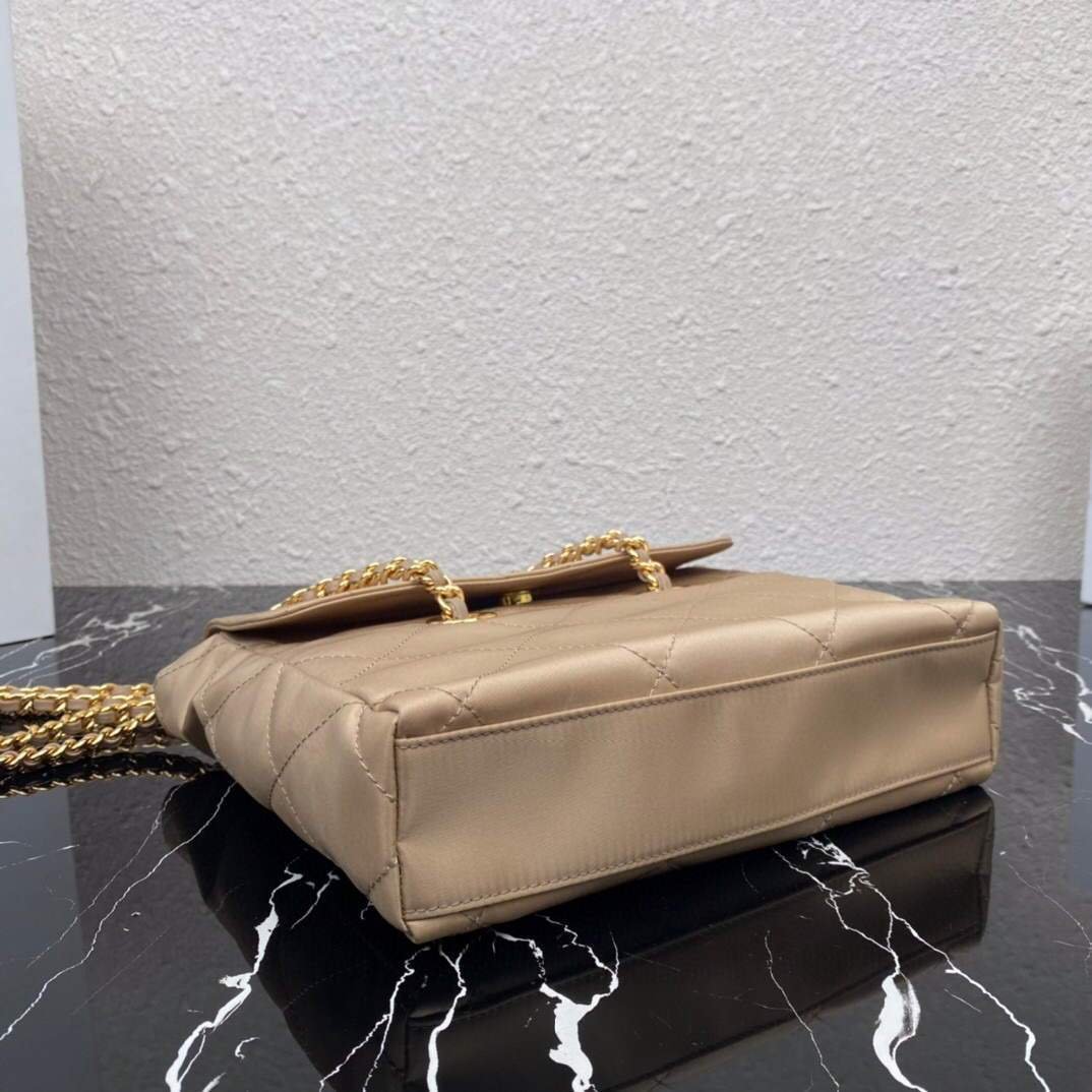 Prada Nylon Vintage Chain Stray Bag 1BD620 Apricot