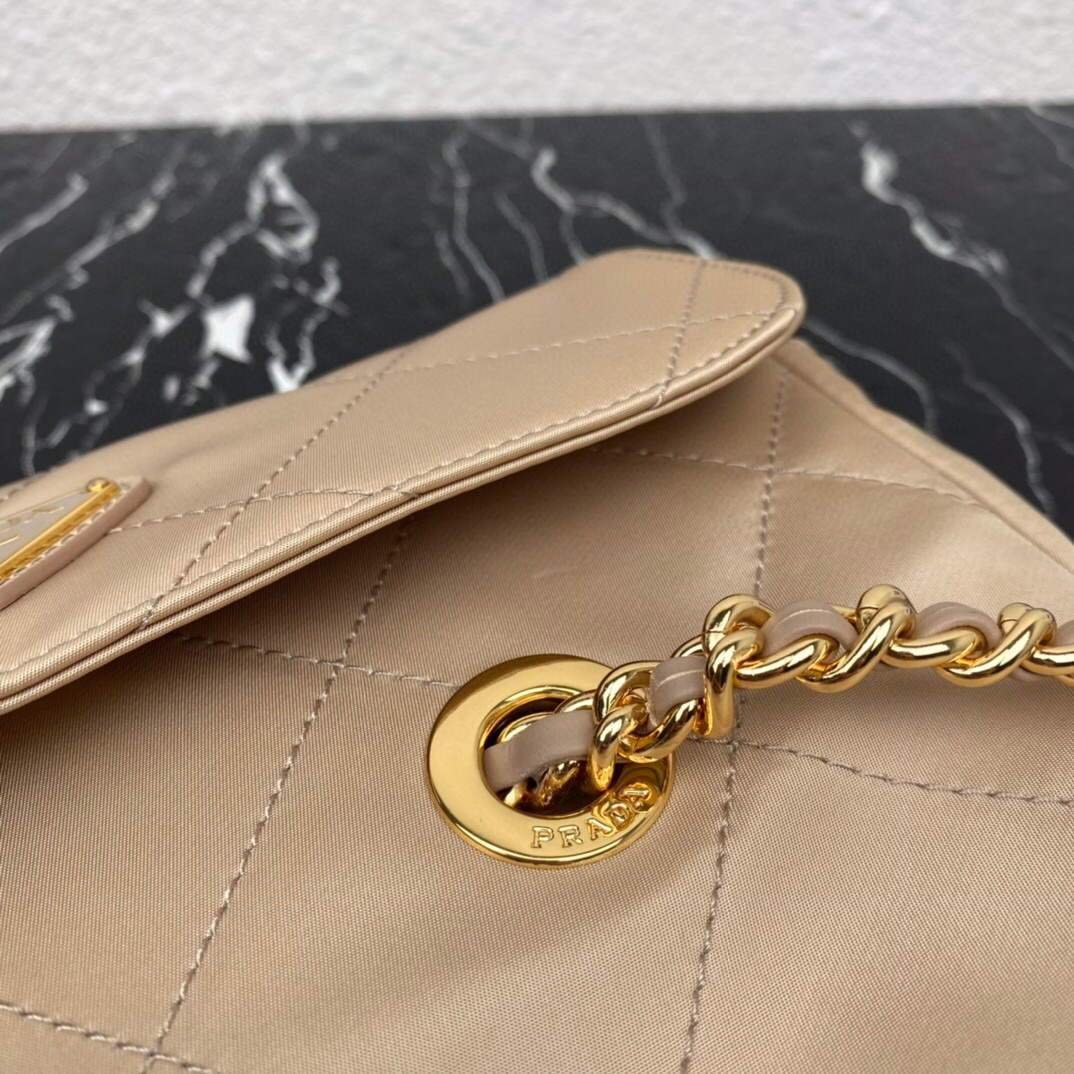 Prada Nylon Vintage Chain Stray Bag 1BD620 Apricot