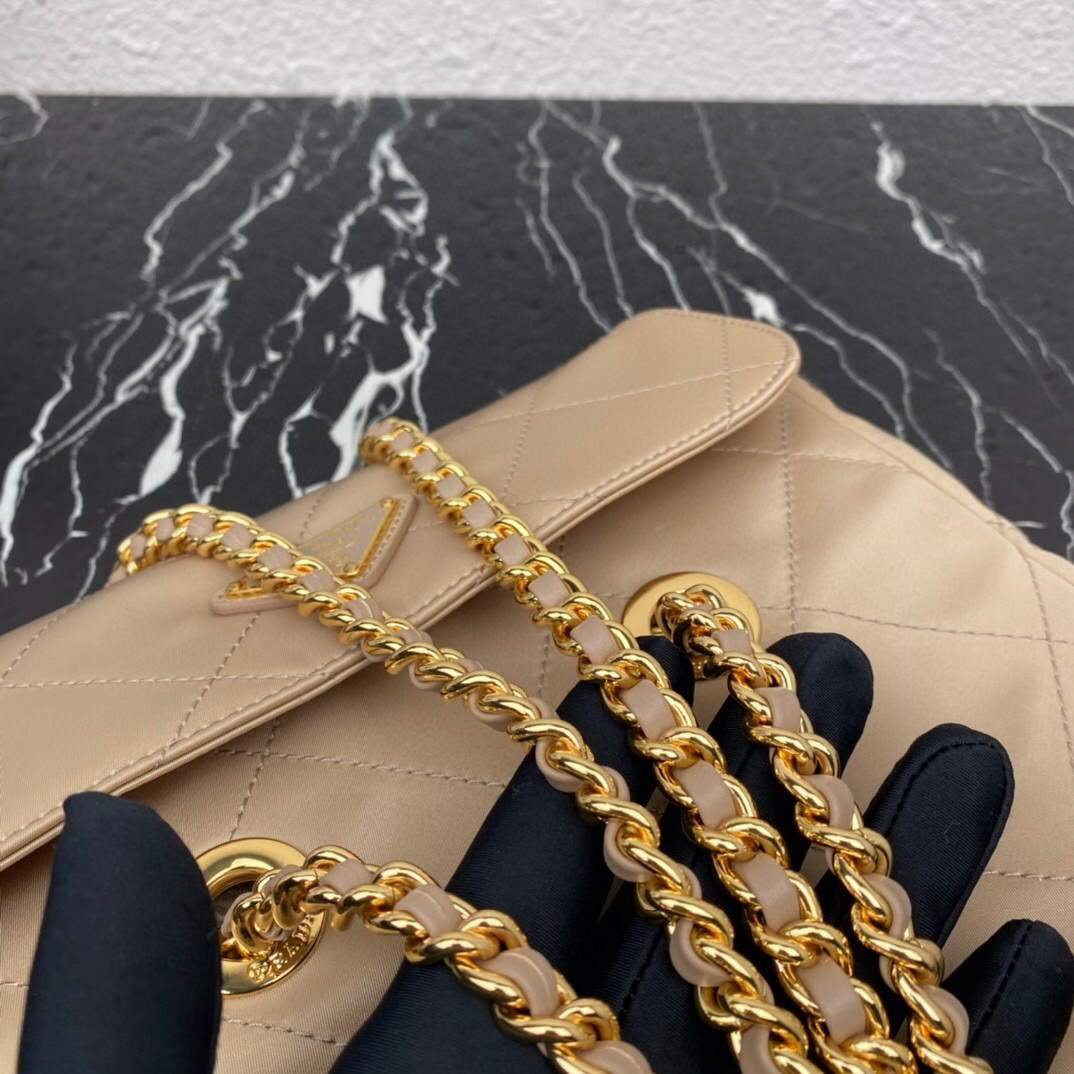Prada Nylon Vintage Chain Stray Bag 1BD620 Apricot