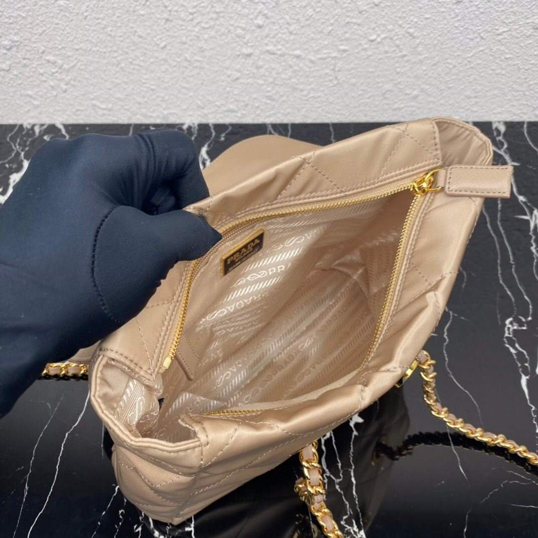 Prada Nylon Vintage Chain Stray Bag 1BD620 Apricot