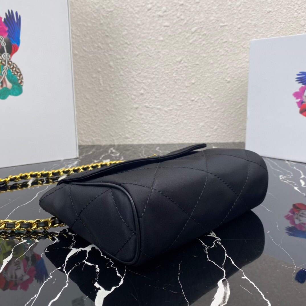 Prada Nylon Vintage Chain rhombus stray Bag 1BD619 Black