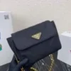 Prada Nylon Vintage Chain rhombus stray Bag 1BD619 Black