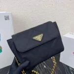 Prada Nylon Vintage Chain rhombus stray Bag 1BD619 Black