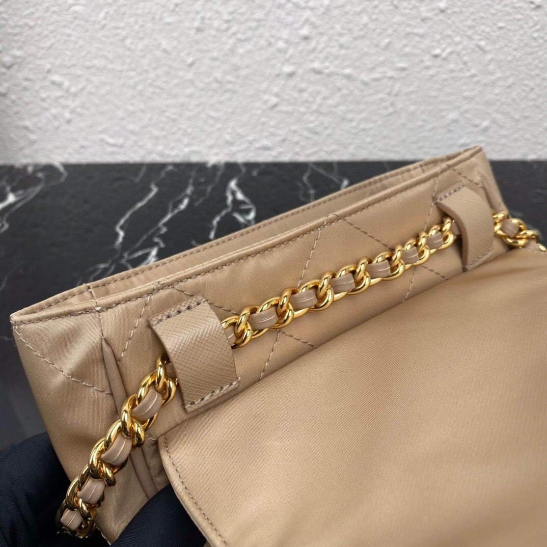 Prada Nylon Vintage Chain rhombus stray Bag 1BD619 Apricot