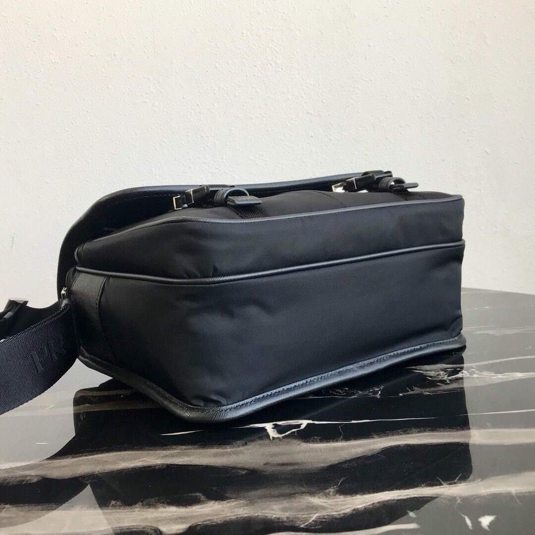 Prada Nylon and Saffiano Leather Bag with Strap 2VD769 Black