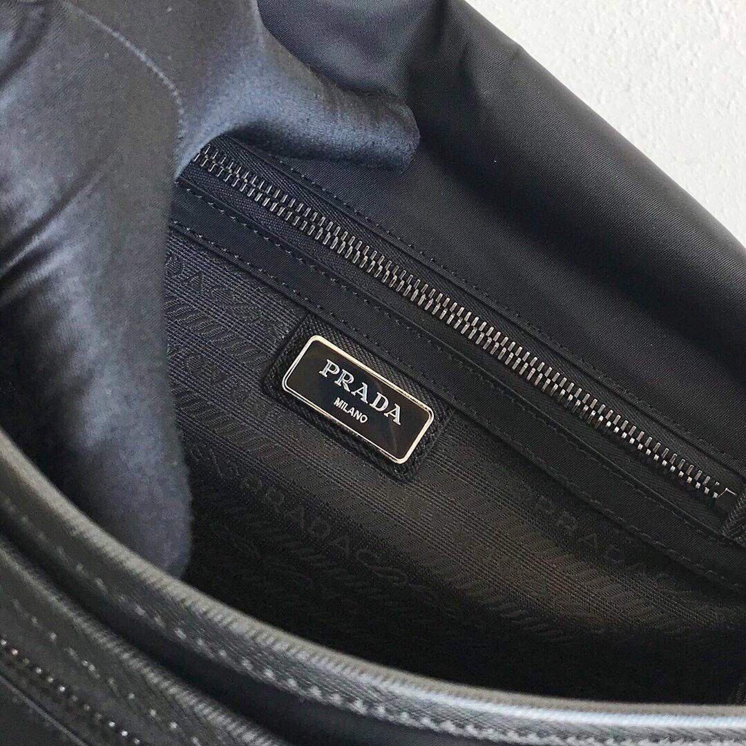 Prada Nylon and Saffiano Leather Bag with Strap 2VD769 Black