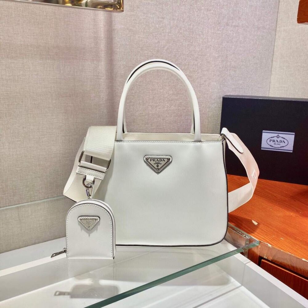 Prada Brushed leather handbag 1BA320 White