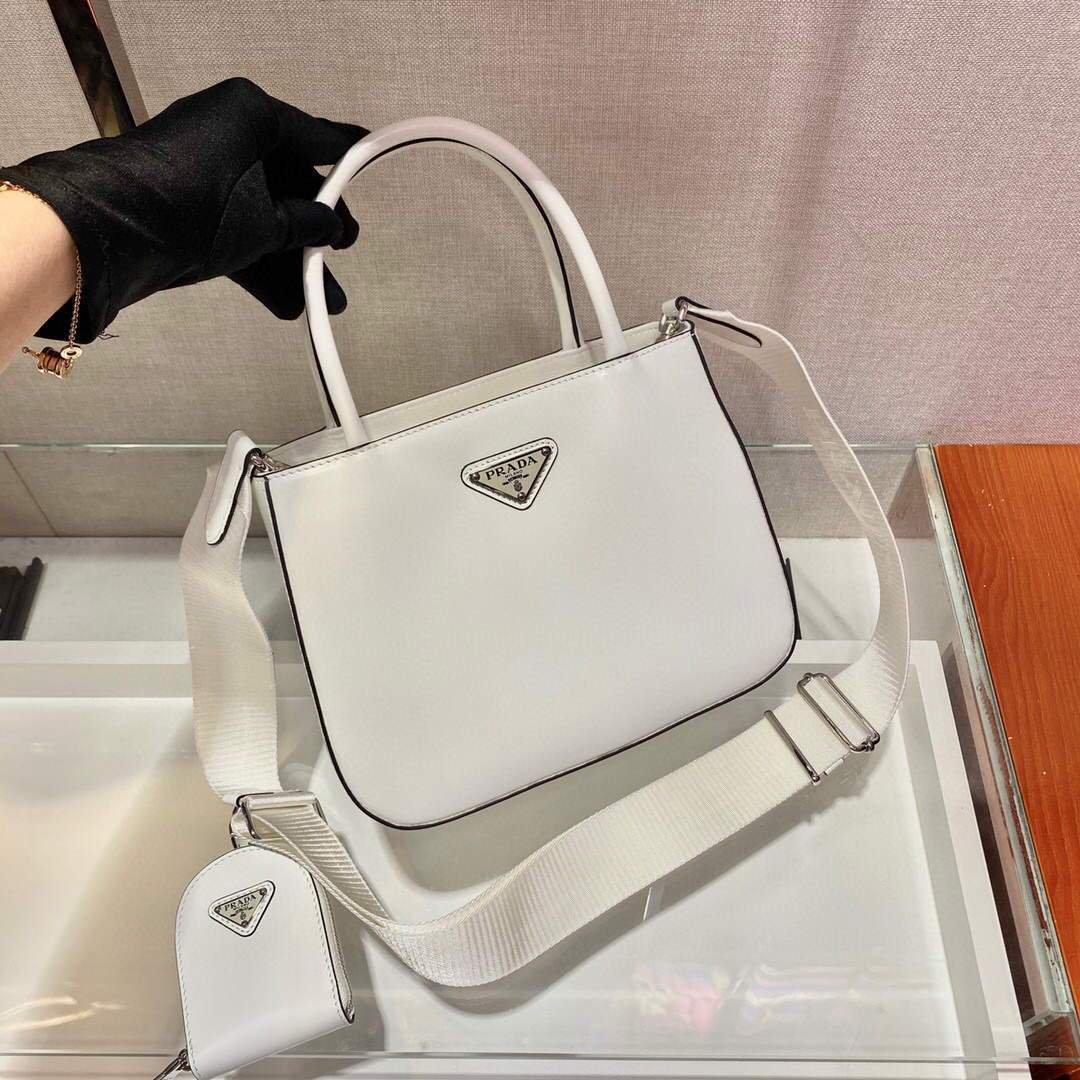 Prada Brushed leather handbag 1BA320 White