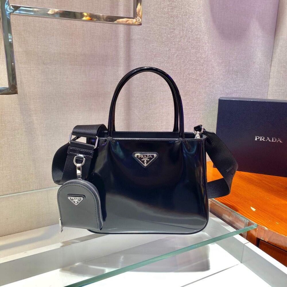 Prada Brushed leather handbag 1BA320 Black