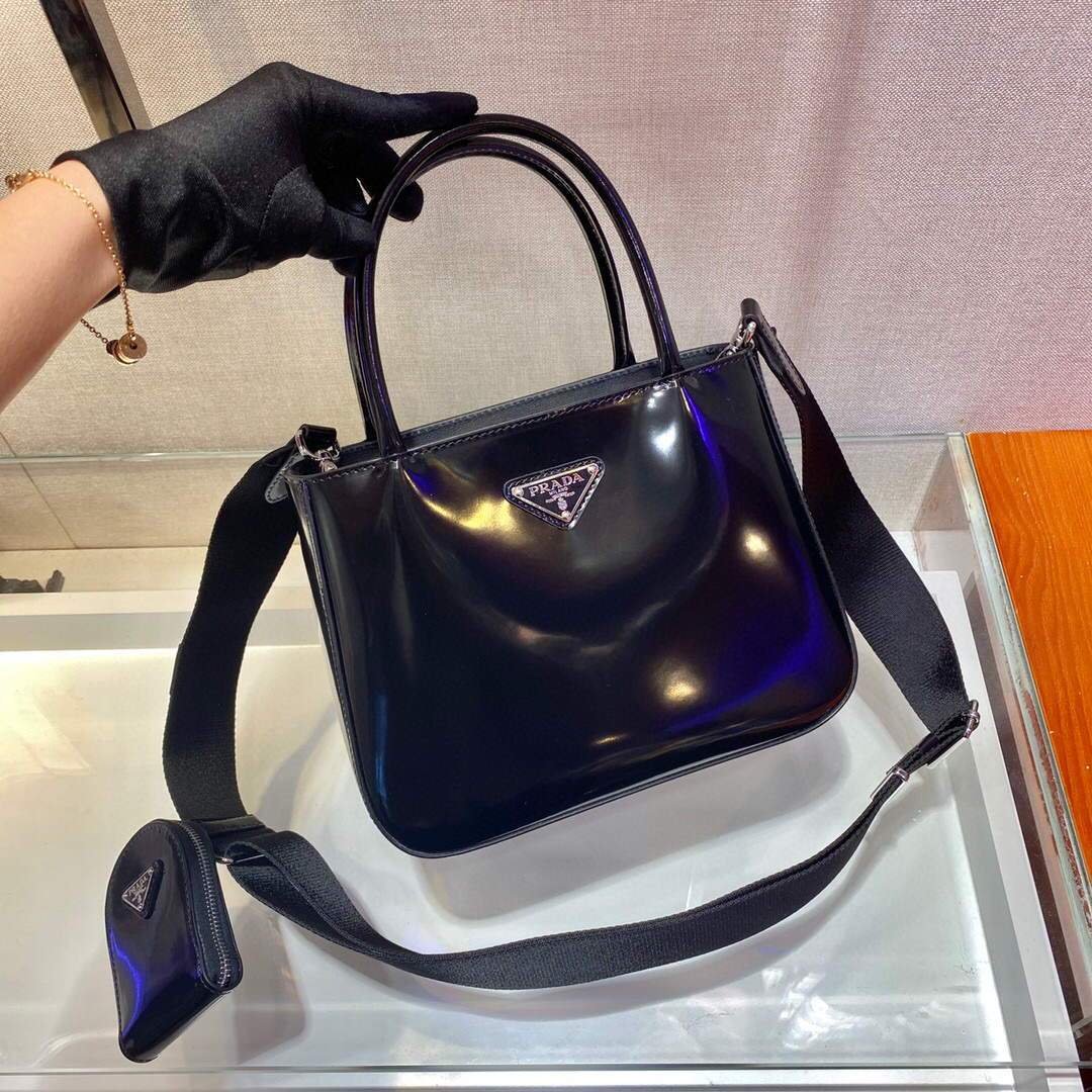 Prada Brushed leather handbag 1BA320 Black