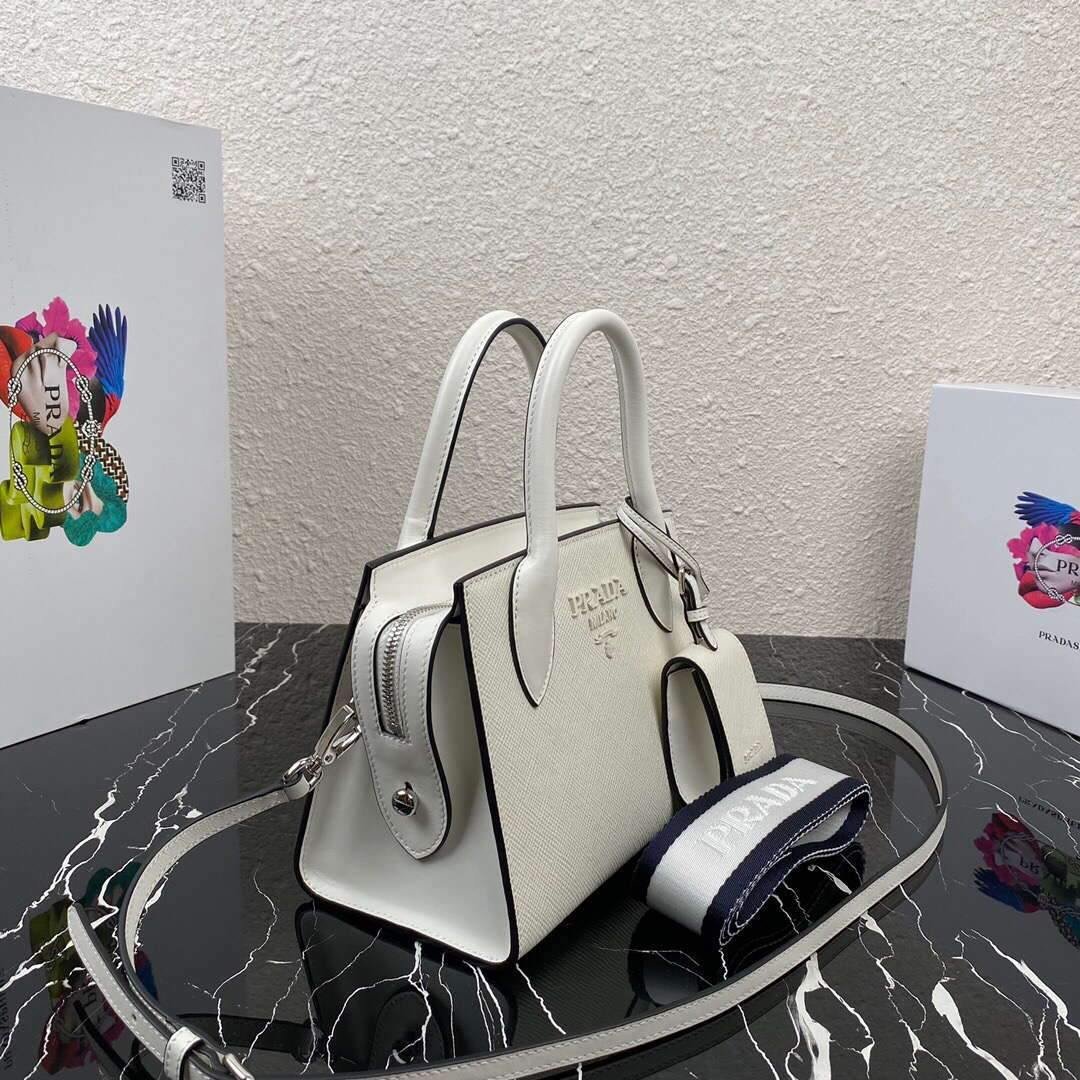 Prada 1BA269 Saffiano Leather Prada Monochrome Bag White