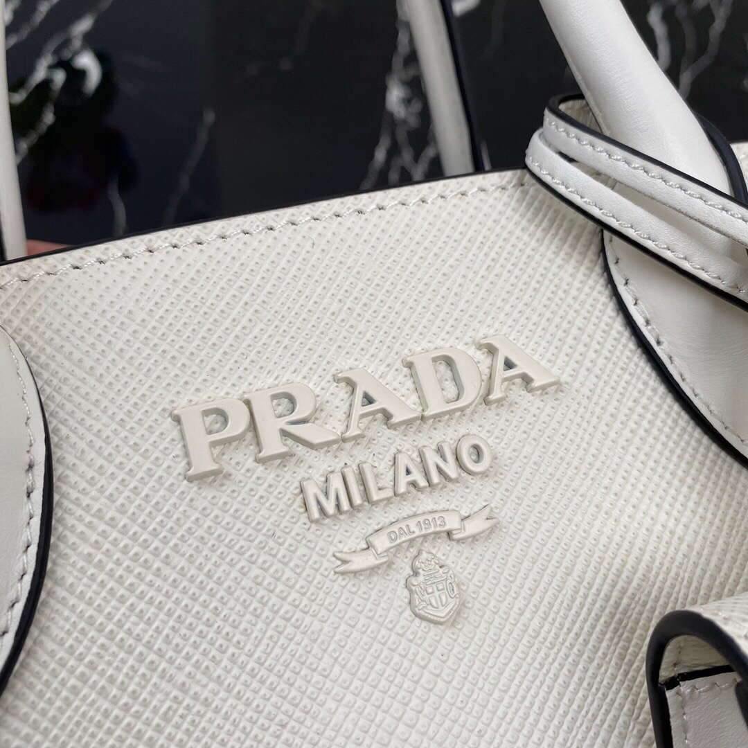 Prada 1BA269 Saffiano Leather Prada Monochrome Bag White