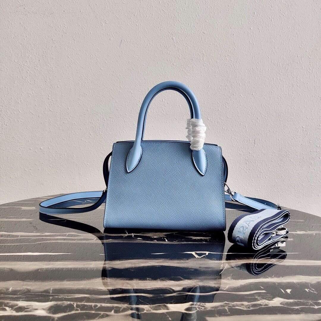 Prada 1BA269 Saffiano Leather Prada Monochrome Bag Blue