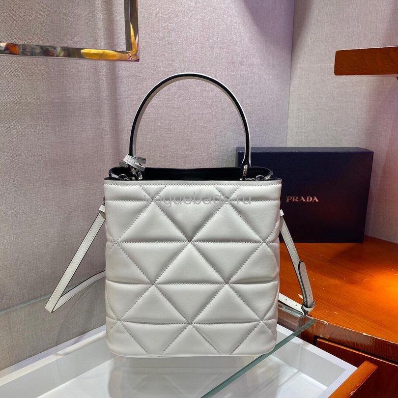 Replica Prada 1BA212 Medium Saffiano Leather Prada Panier Bag in White