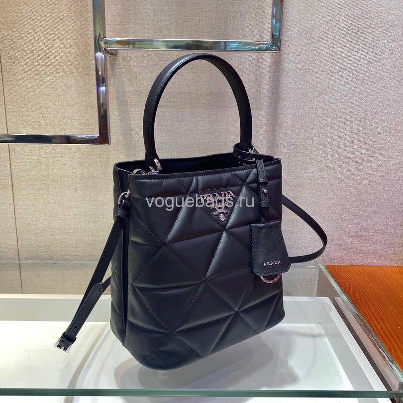 Replica Prada 1BA212 Medium Saffiano Leather Prada Panier Bag in Black