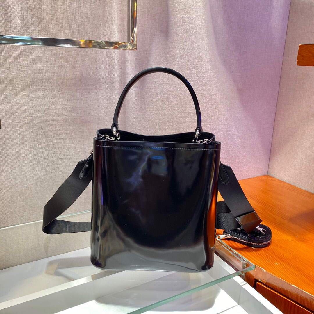 Prada 1BA212 Medium Saffiano Leather Prada Panier Bag Black