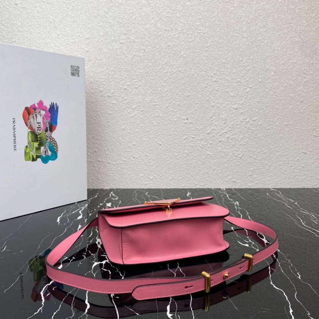 Prada 1BD320 Prada Emblème Saffiano Shoulder Bag Pink