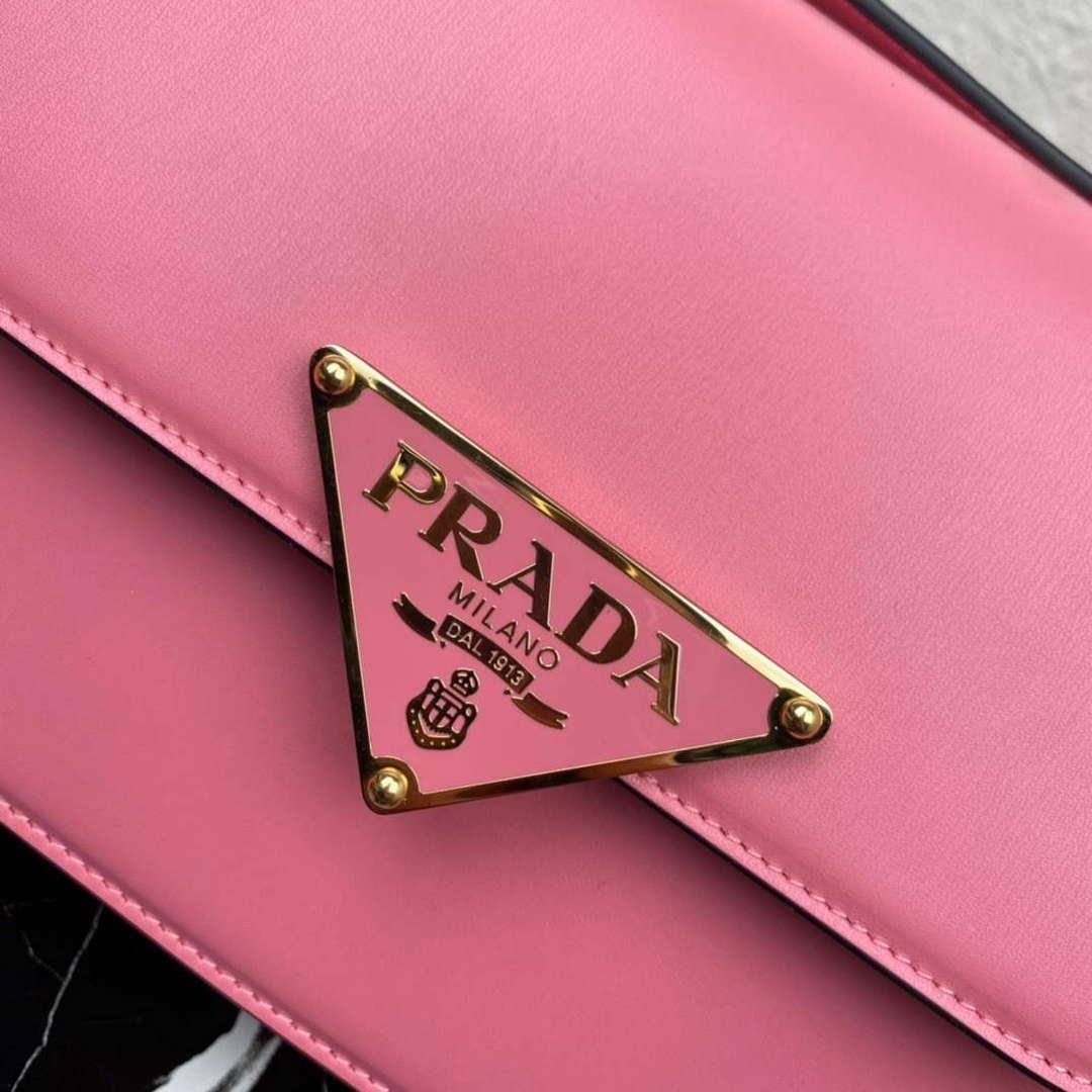 Prada 1BD320 Prada Emblème Saffiano Shoulder Bag Pink