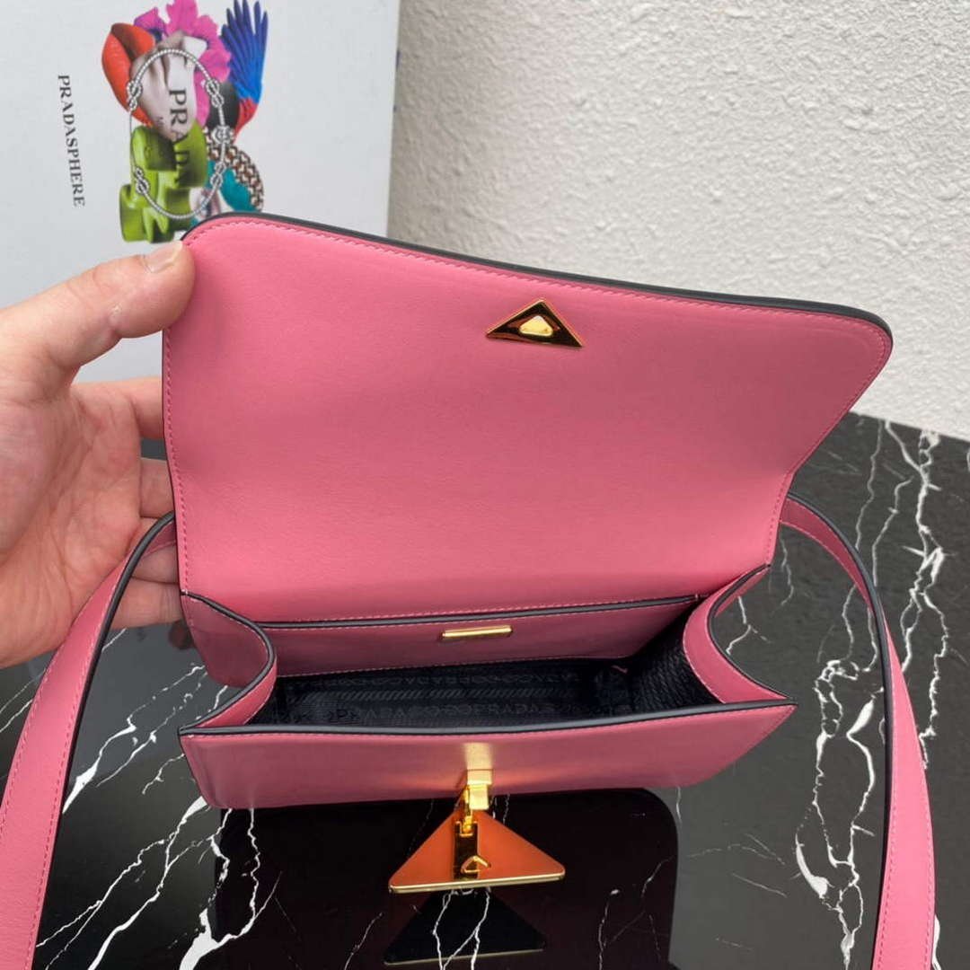Prada 1BD320 Prada Emblème Saffiano Shoulder Bag Pink