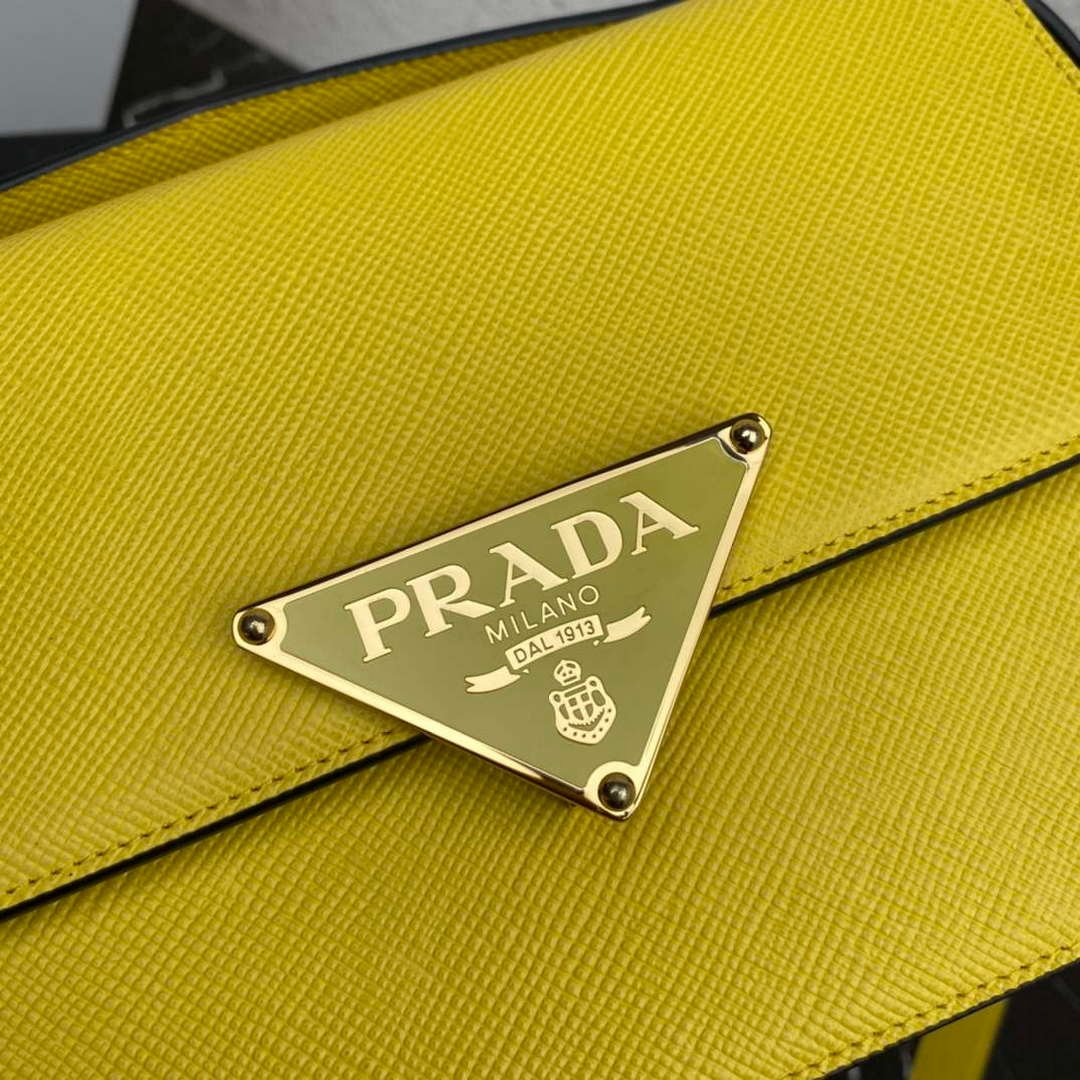Prada 1BD320 Prada Emblème Saffiano Shoulder Bag Yellow